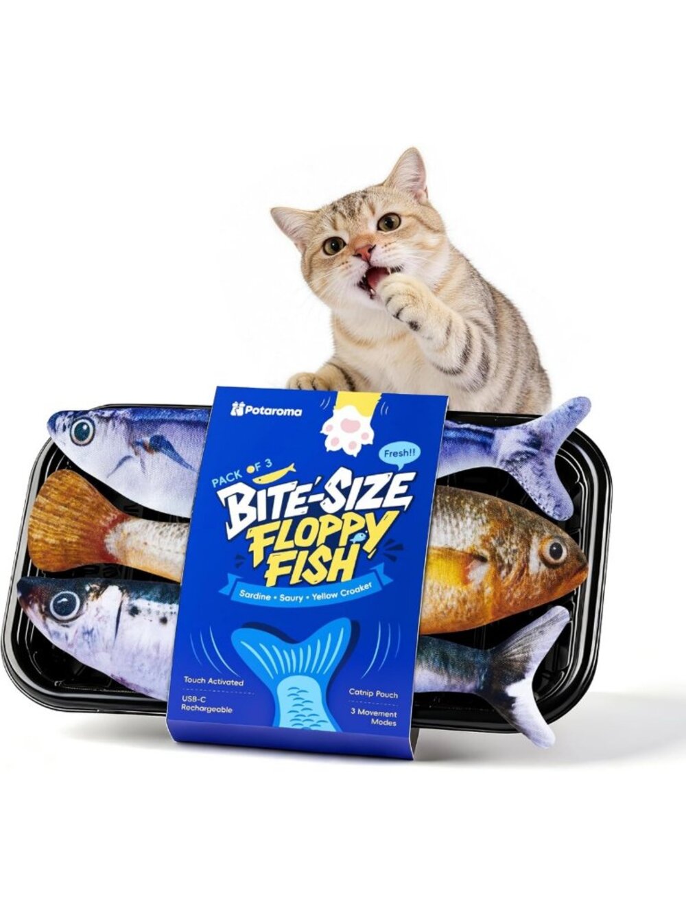 Interactive Catnip Fish Toy - Realistic Moving Kicker for Cats, 3 Modes, Fun